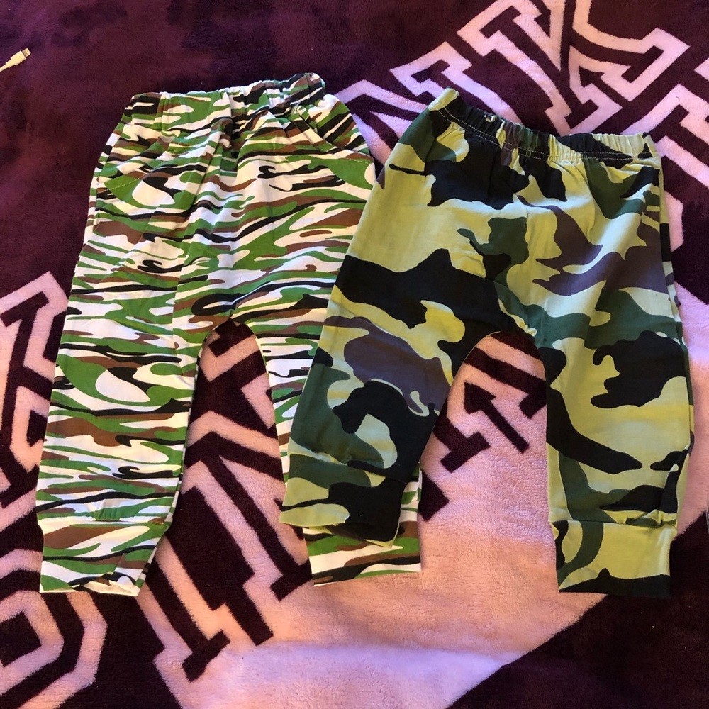 2 pairs of camo pants 18-24 months